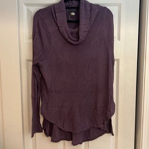 Free People purple sweater size large, long sleeve and high low bottom